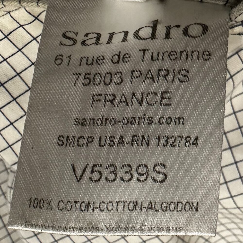 Sandro Paris Black Harrington Jacket – Leather Collar – Size Mens M/L - Picture 7 of 12